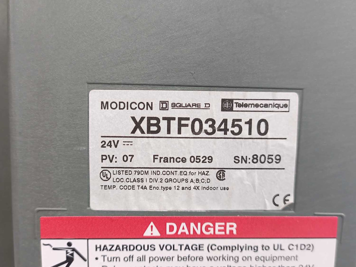 Schneider / Telemecanique XBTF034510 Modicon Touch Screen Panel 24V