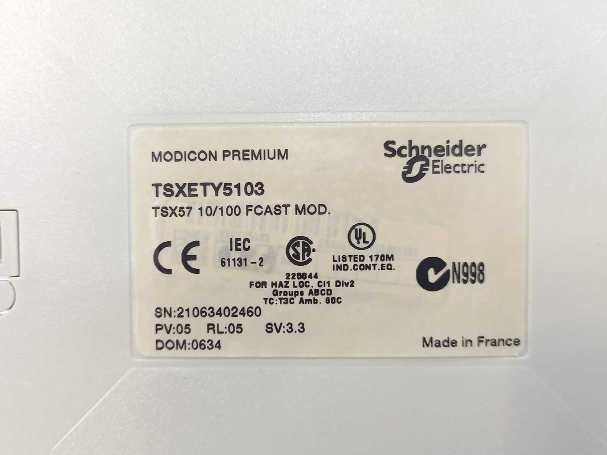 Schneider Electric TSXETY5103 TSX57 ETH. TCP/IP 10/100Mb Network Module