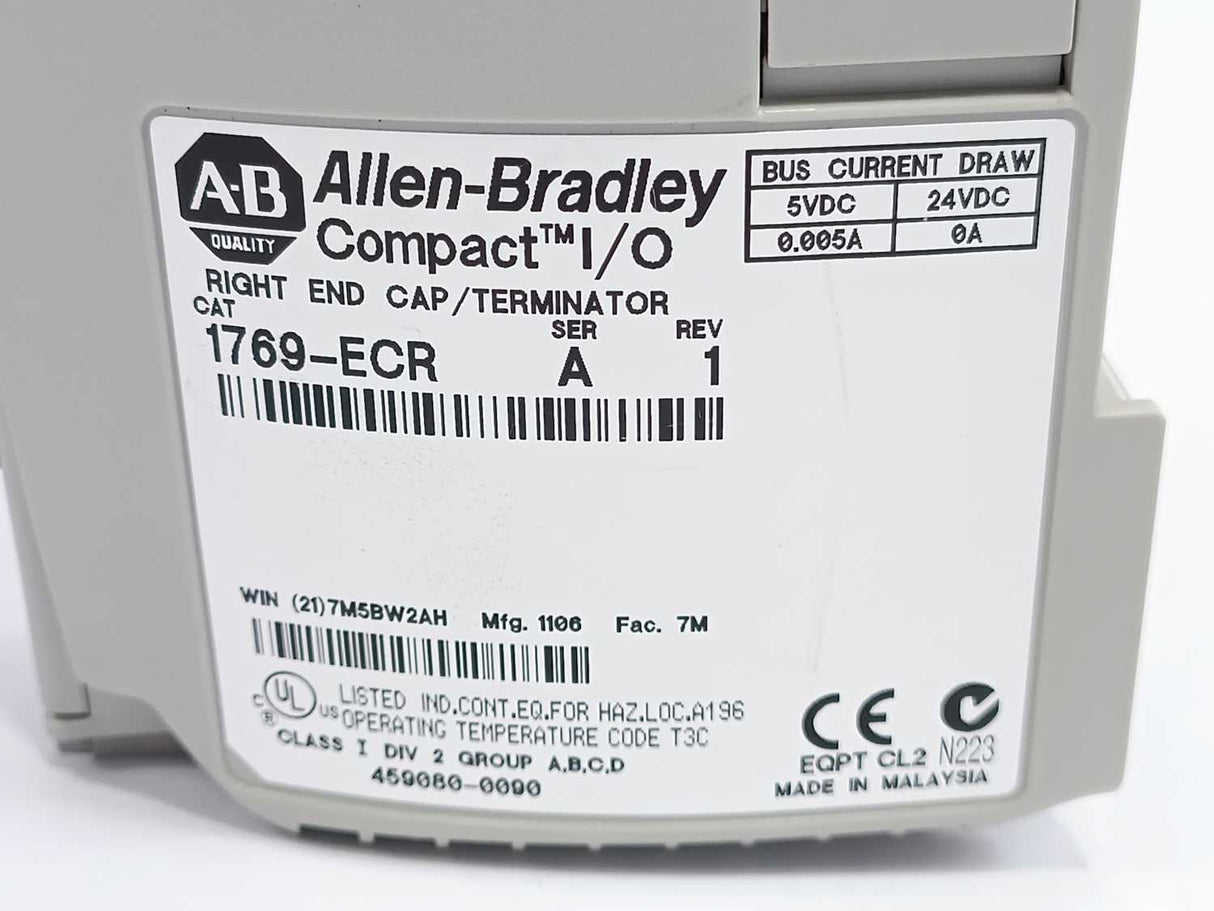 AB 1769-SDN Ser. B Devicenet Scanner With 1769-ecr Right End Cap