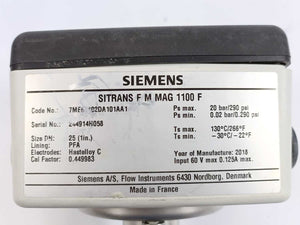Siemens 7ME6140-2DA10-1AA1 Sitrans FM MAG 1100 F, Full-bore Flow Sensor
