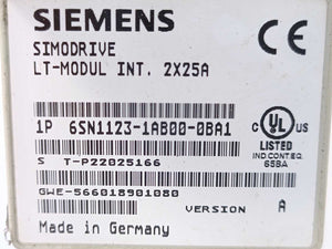 Siemens 6SN1123-1AB00-0BA1 SIMODRIVE 611 Power Module, 2-axis, 25 A