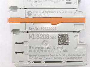 Beckoff KL3208-0010 Bus Terminal, 8-channel Analog Input, RTD (Pt1000, NTC)