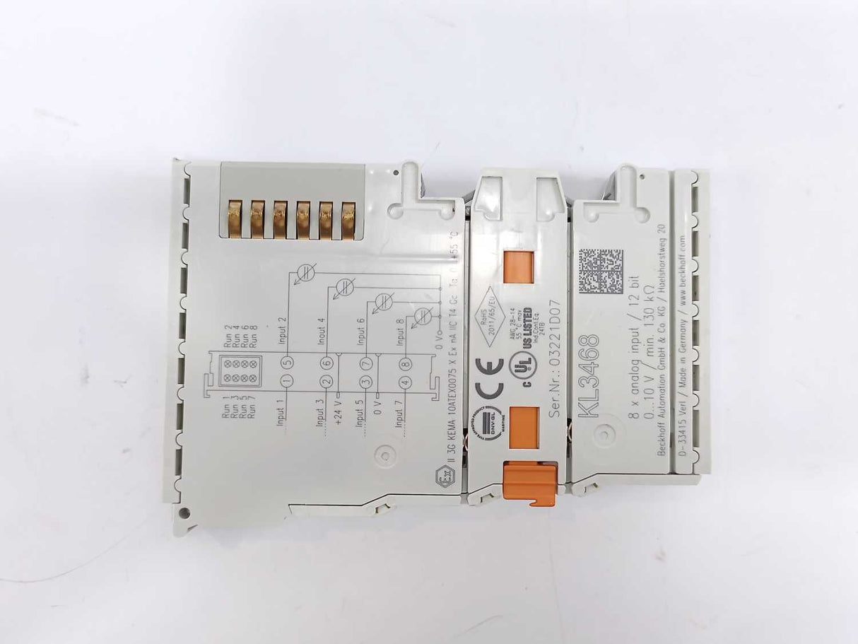 Beckoff KL3468 Bus Terminal, 8-channel Analog Input, Voltage, 0…10V