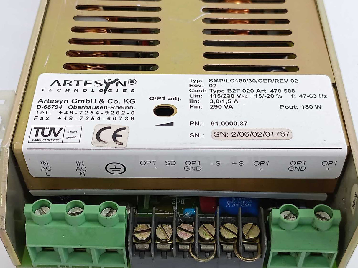 Artesyn SMP/LC180/30/CER/REV02 DC Power Supplie, 115/230VAC, 47-63Hz, 3,0/1,5A