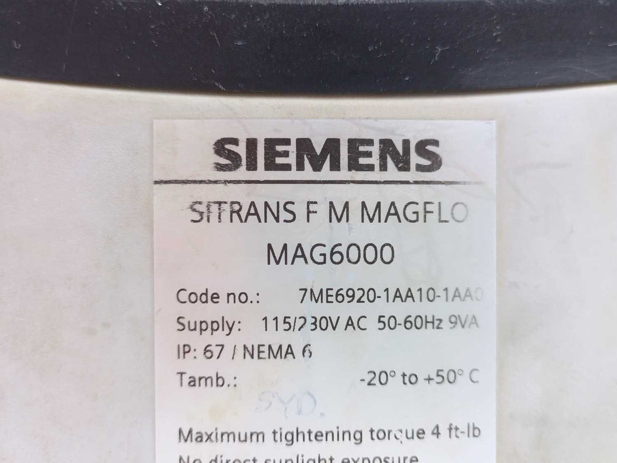 Siemens 7ME6920-1AA10-1AA0 Sitrans FM MAGFLO 6000 IP67 230V, For Spare Parts