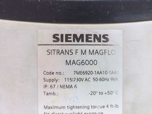 Siemens 7ME6920-1AA10-1AA0 Sitrans FM MAGFLO 6000 IP67 230V, For Spare Parts