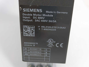Siemens 6SL3120-2TE13-0AA3 SINAMICS S120 Double Motor Module