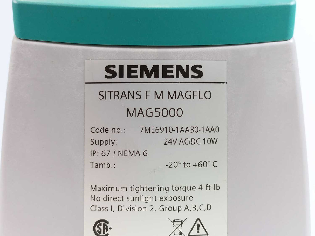 Siemens 7ME6910-1AA30-1AA0 MAG 5000 Transmitter