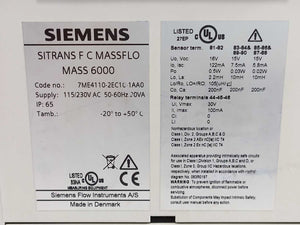 Siemens 7ME4110-2EC10-1AA0 Flow Transmitter Mass 6000