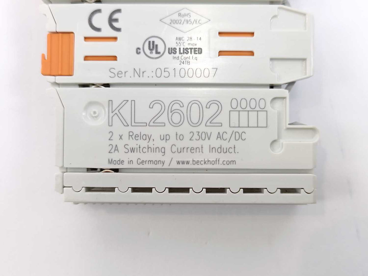 Beckhoff KL2602 Relay, up to 230 V AC/DC 2 Pcs. box