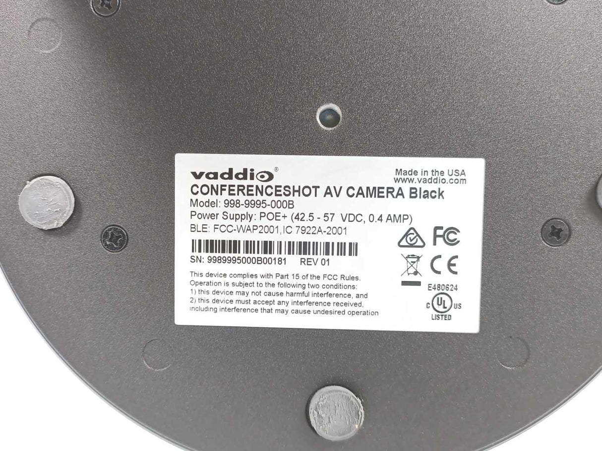 Vaddio 998-9995-000B ConferenceSHOT AV Camera Black
