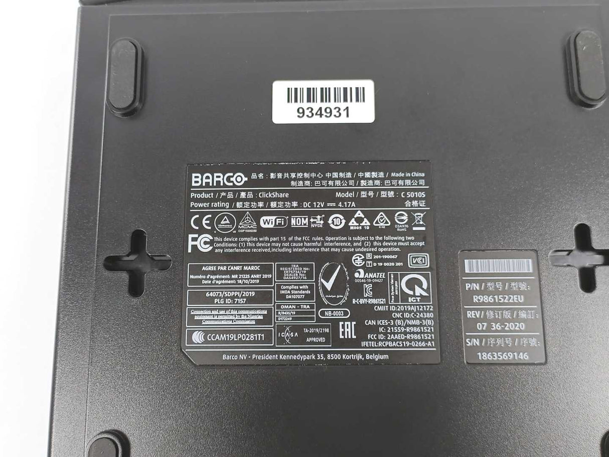 Barco R9861522EU ClickShare wireless presentation system base unit. Model CS-100