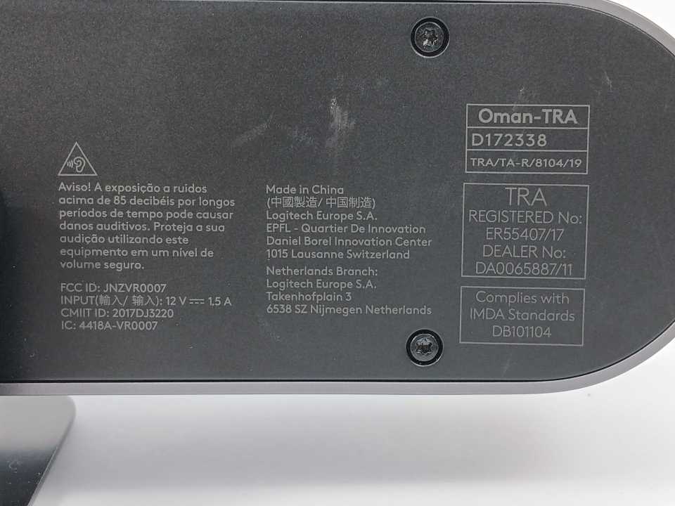 Logitech  860-000525 V-R0007 Camera And Speakerphone Video Collaboration Device