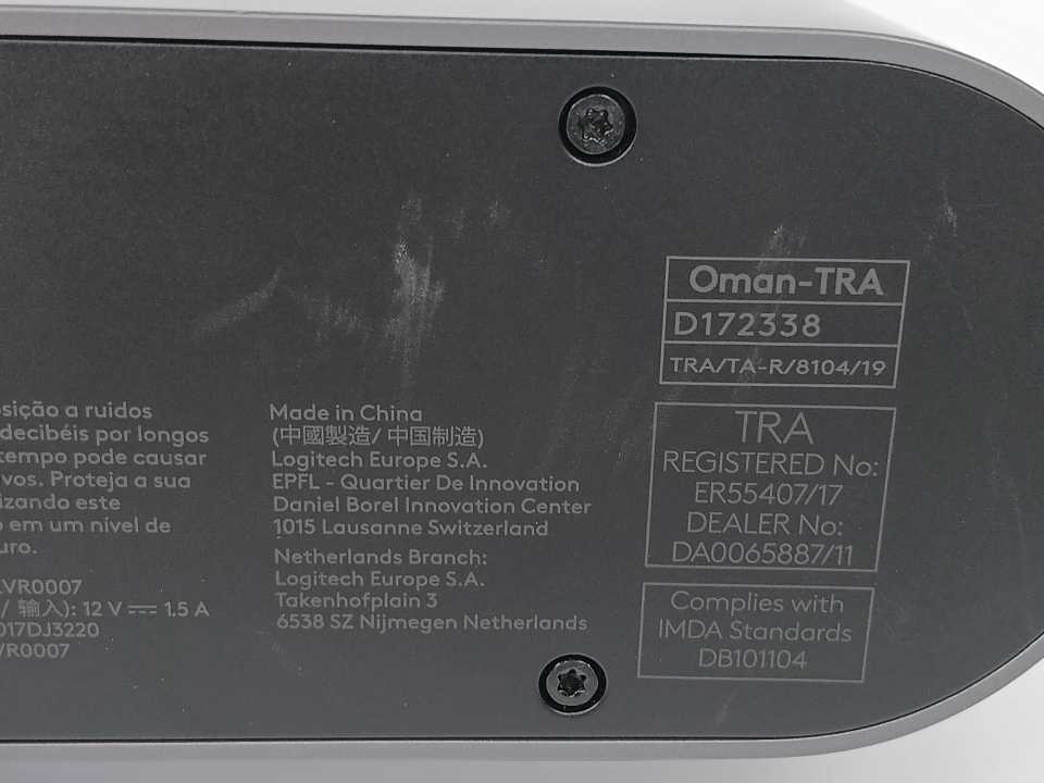 Logitech  860-000525 V-R0007 Camera And Speakerphone Video Collaboration Device