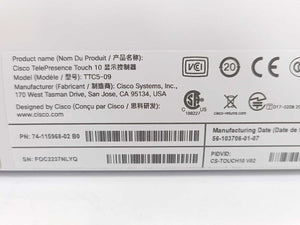 CISCO 74-115968-02 B0 CS-TOUCH10 V02 TelePresence Touch 10 Display Controller