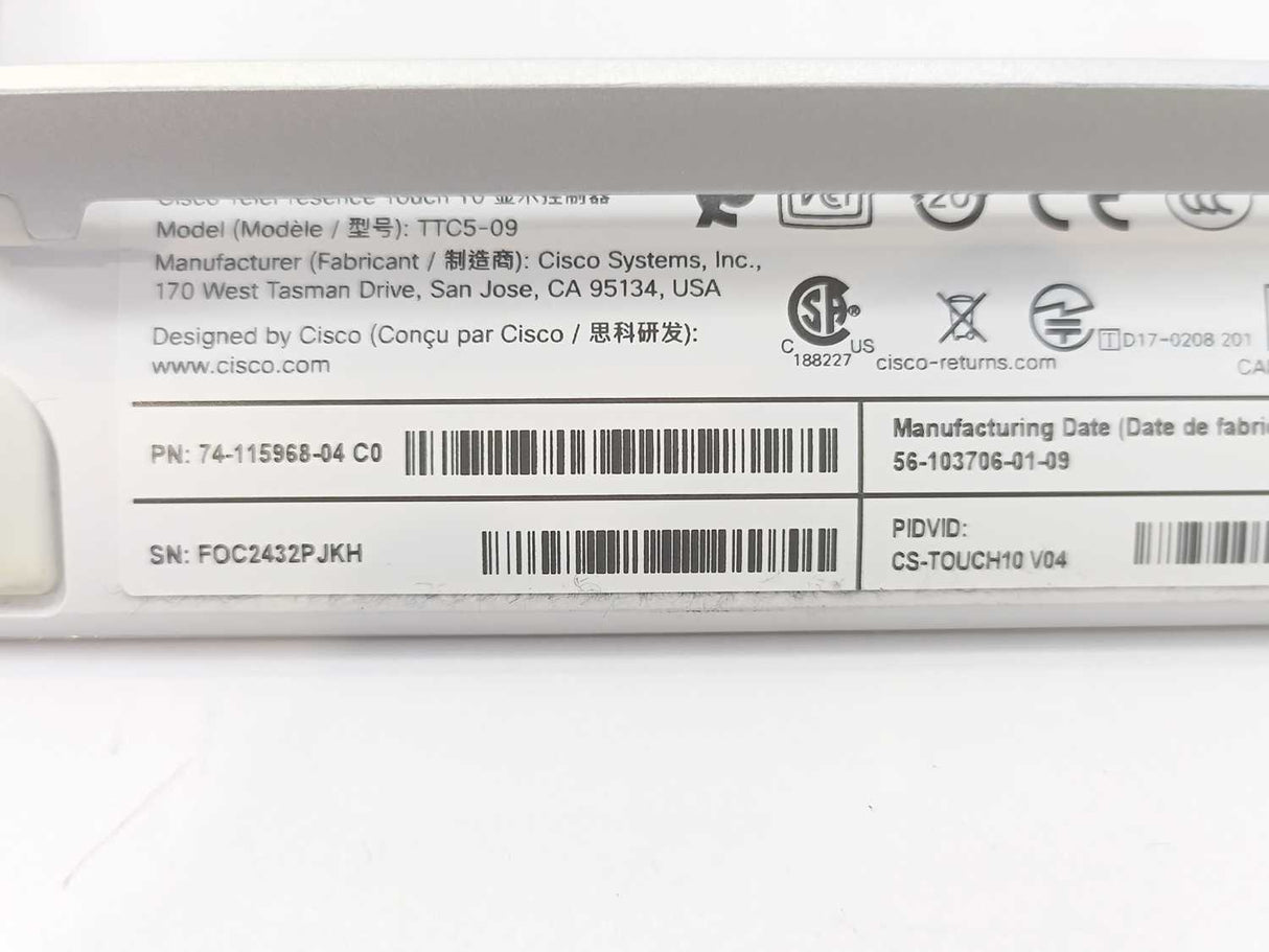 CISCO 74-115968-04 C0 CS-TOUCH10 V04 TelePresence Touch 10
