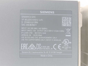 Siemens 6SL3210-5HB10-1UF0 SINAMICS S210 Servo Drive 1AC 230V 0.1kW FSA
