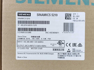 Siemens 6SL3210-5HB10-1UF0 SINAMICS S210 Servo Drive 1AC 230V 0.1kW FSA