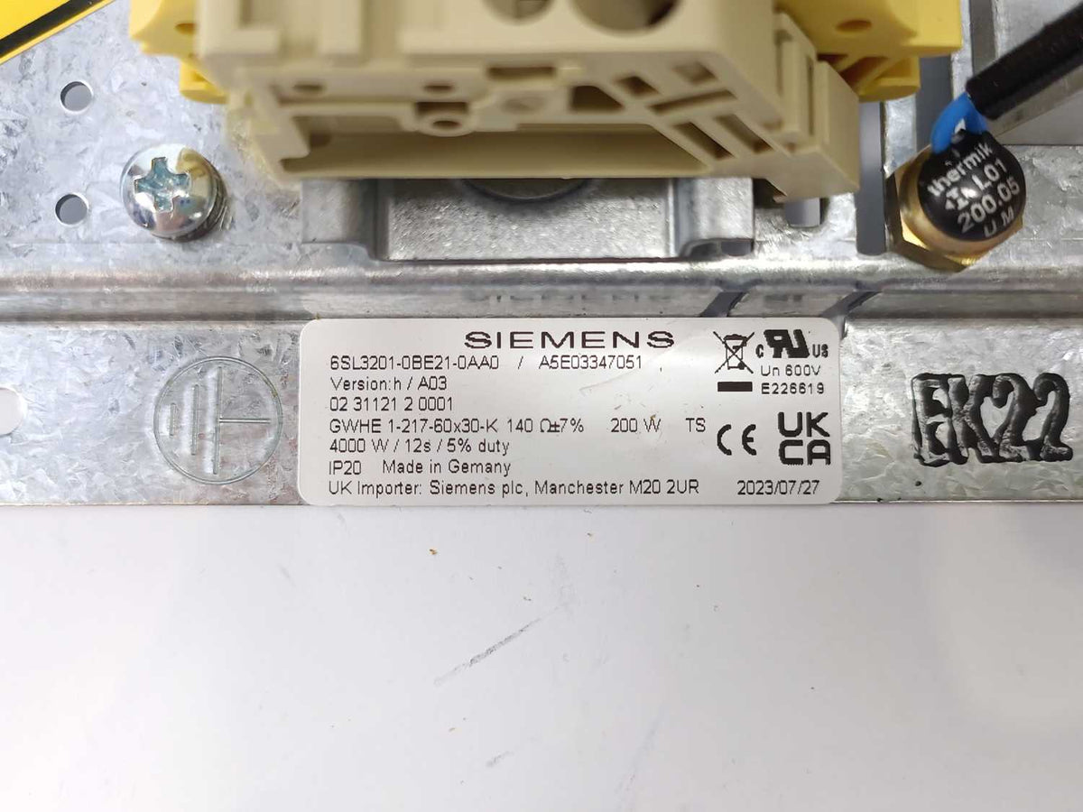 Siemens 6SL3201-0BE21-0AA0 SINAMICS Braking Resistor