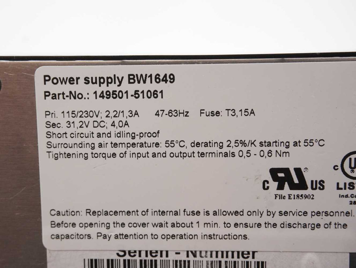 Bihl+Wiedemann 149501-51061 Power Supply BW1649