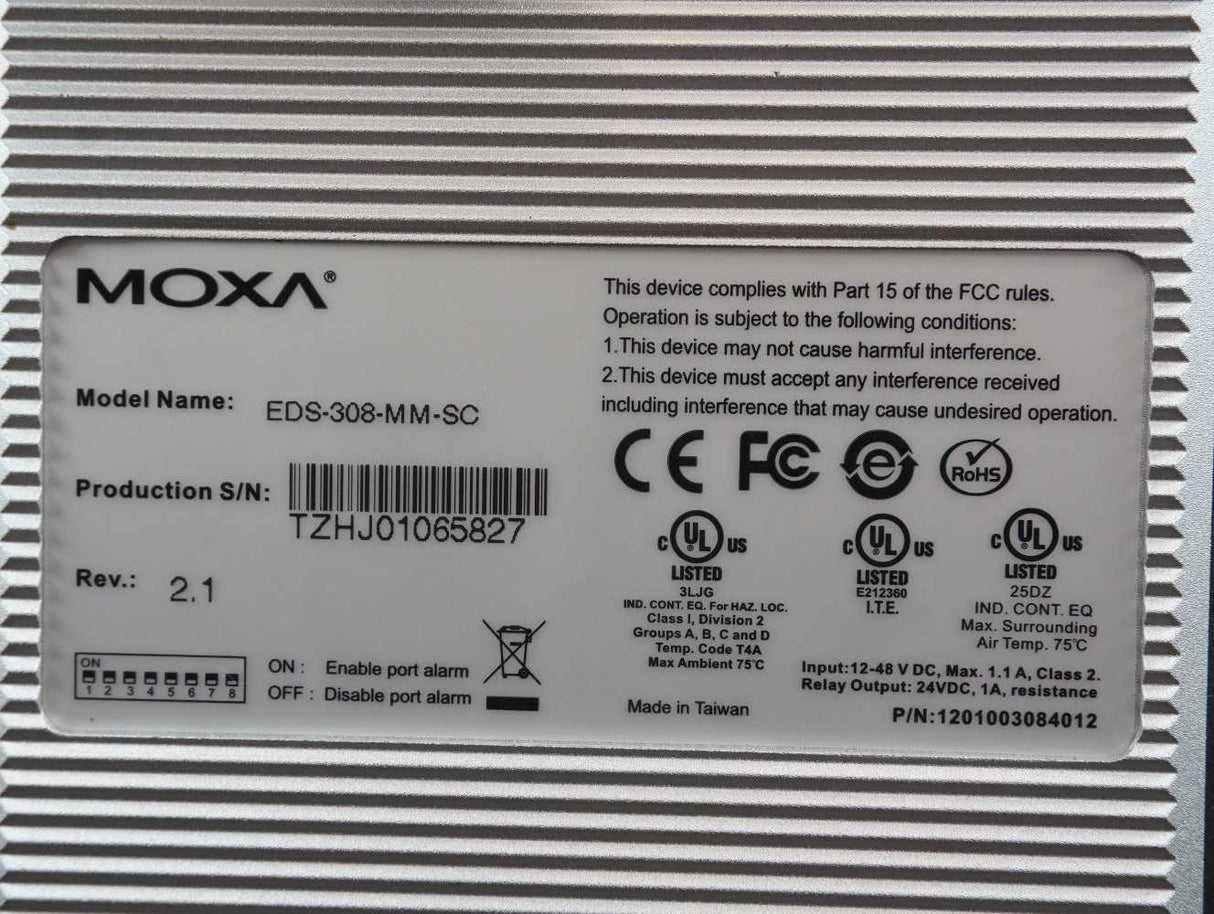 Moxa EDS-308-MM-SC EDS-308-MM-SC missing DIN rail clip