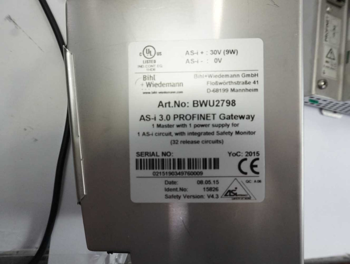 Bihl+Wiedemann BWU2798 AS-i 3.0 PROFINET Gateway