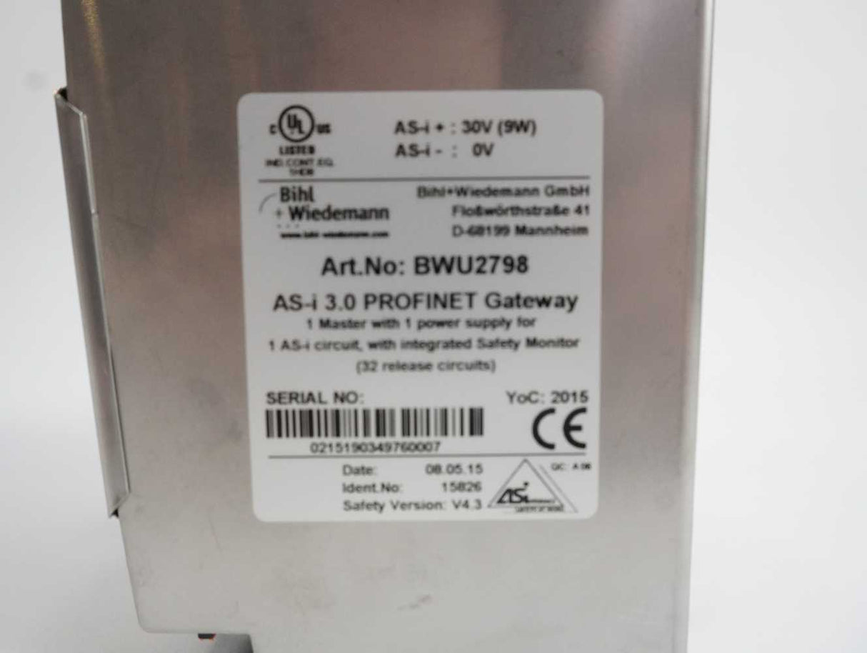 Bihl+Wiedemann BWU2798 AS-i 3.0 PROFINET Gateway