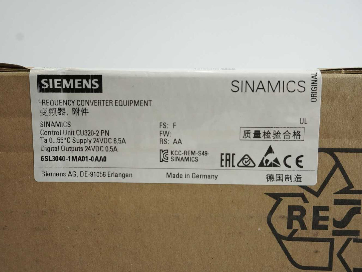 Siemens 6SL3040-1MA01-0AA0 SINAMICS Control Unit CU320-2 PN