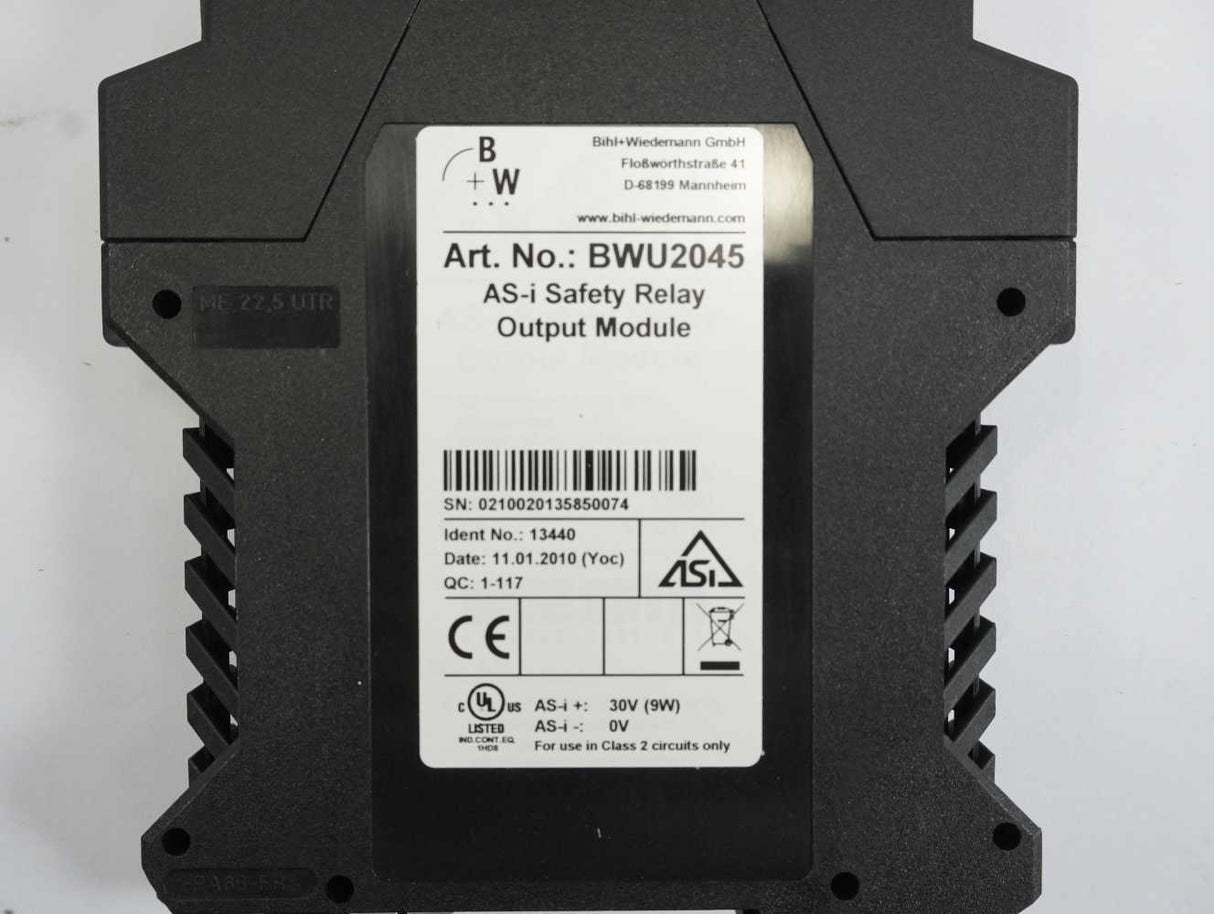 Bihl+Wiedemann BWU2045 AS-i Safety Relay Output Module BWU2045