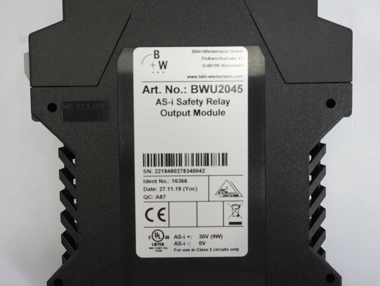 Bihl+Wiedemann BWU2045 AS-i Safety Relay Output Module BWU2045
