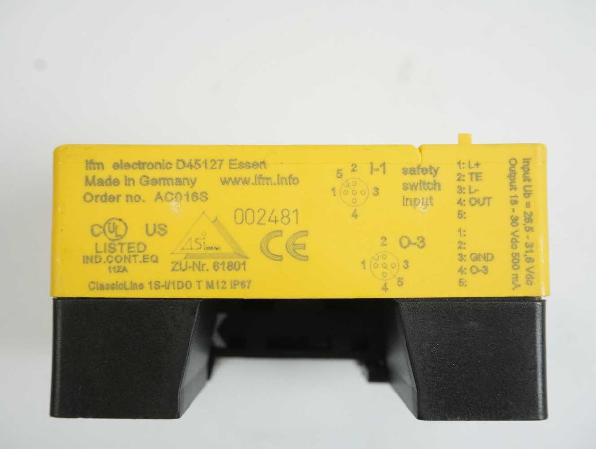 Ifm Electronic AC016S ClassicLine AS-Interface Safety Module 1S-I/1DO T M12 IP67