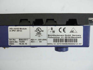 Bihl+Wiedemann BWU2617 AS-i 4I/4O Module in IP67 (M12)