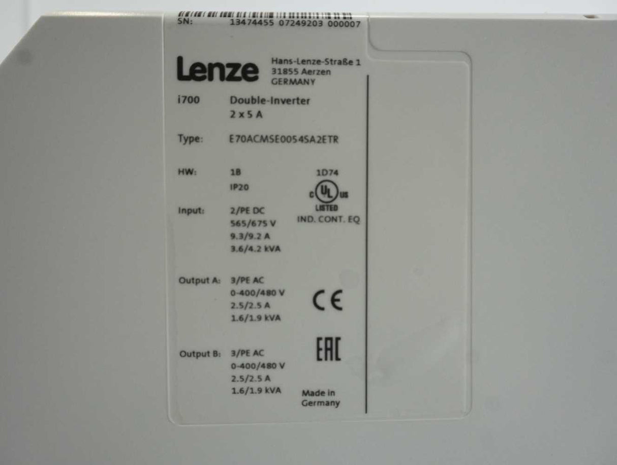 LENZE E70ACMSE0054SA2ETR i700 Double-Inverter 2x5 A