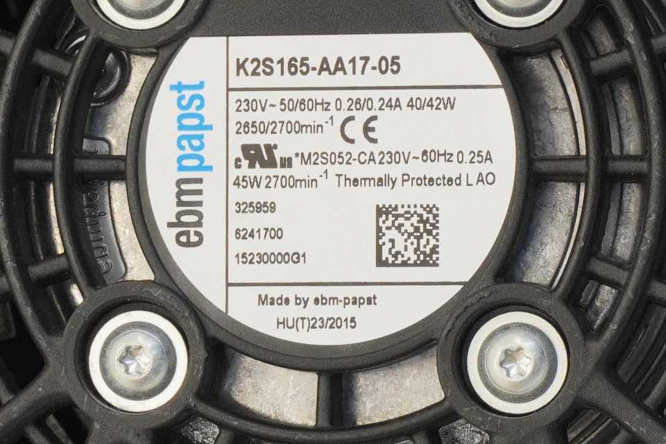 EBM-Papst K2S168-AA17-05 AC Diagonal Cooling Fan with Guard in Rittal Cabinet