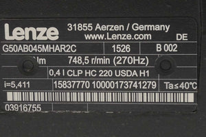LENZE MCS 06I41-RS0B0-Z0B0-ST5S00N-R0SU S-MCT Servo Motor with Gearbox