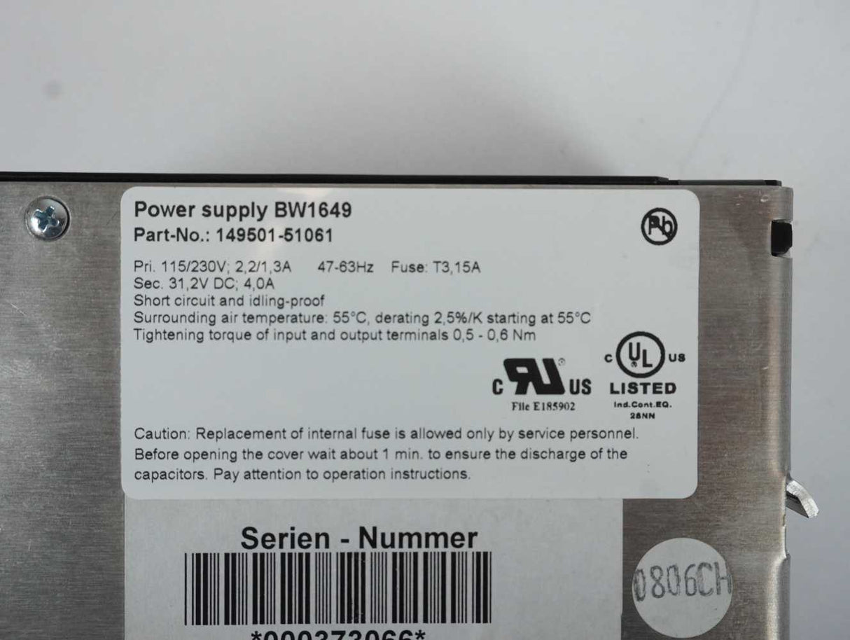 Bihl+Wiedemann 149501-51061 Power Supply BW1649
