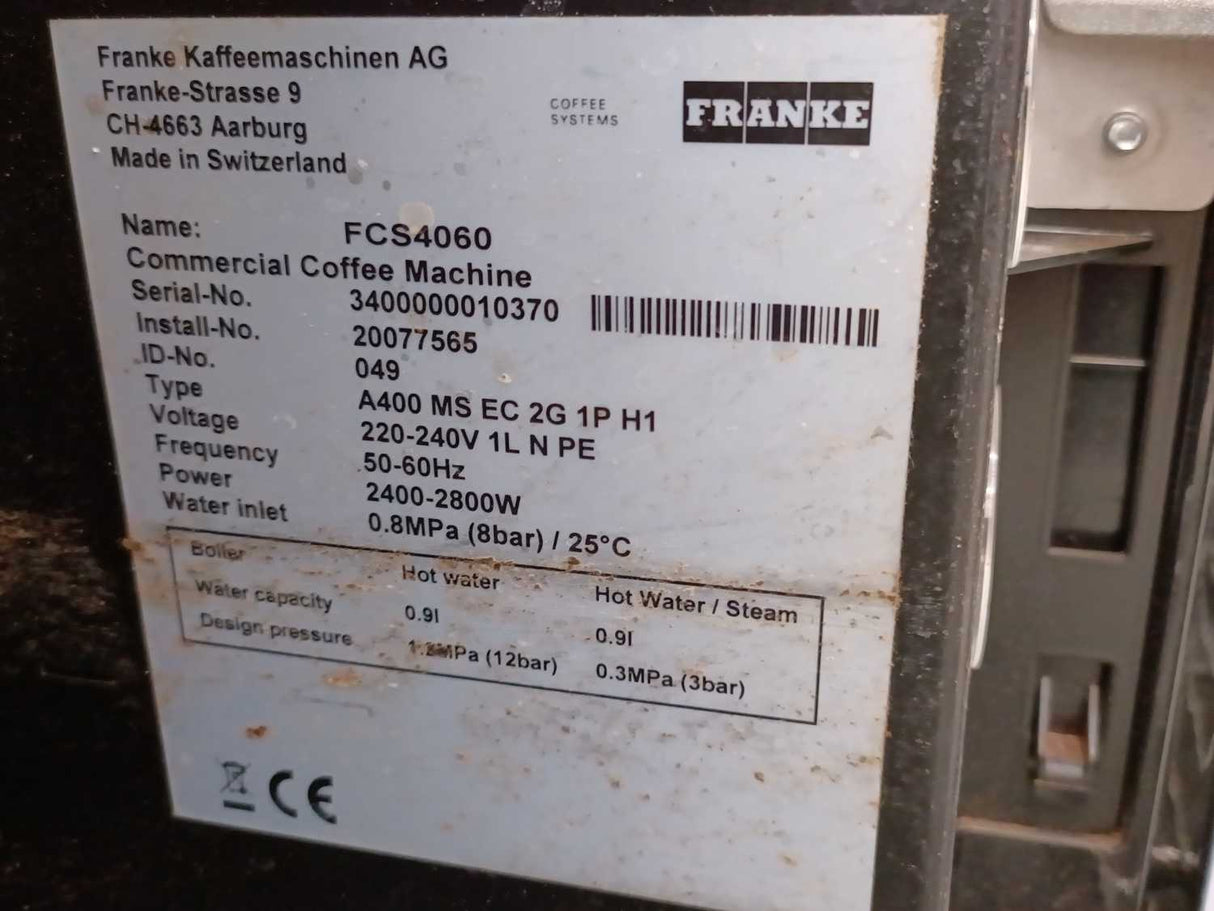 Franke FCS4060 A400 MS EC 2G 1P H1 Commercial Coffee Machine