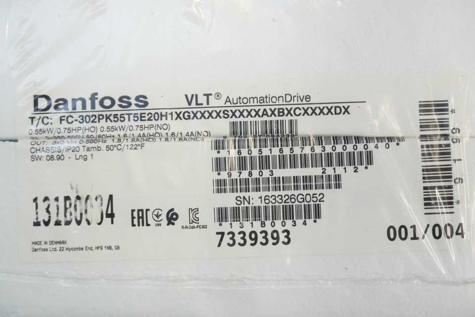 Danfoss FC-302PK55T5E20H1XGXXXXSXXXXAXBXCXXXXDX VLT AutomationDrive FC-302
