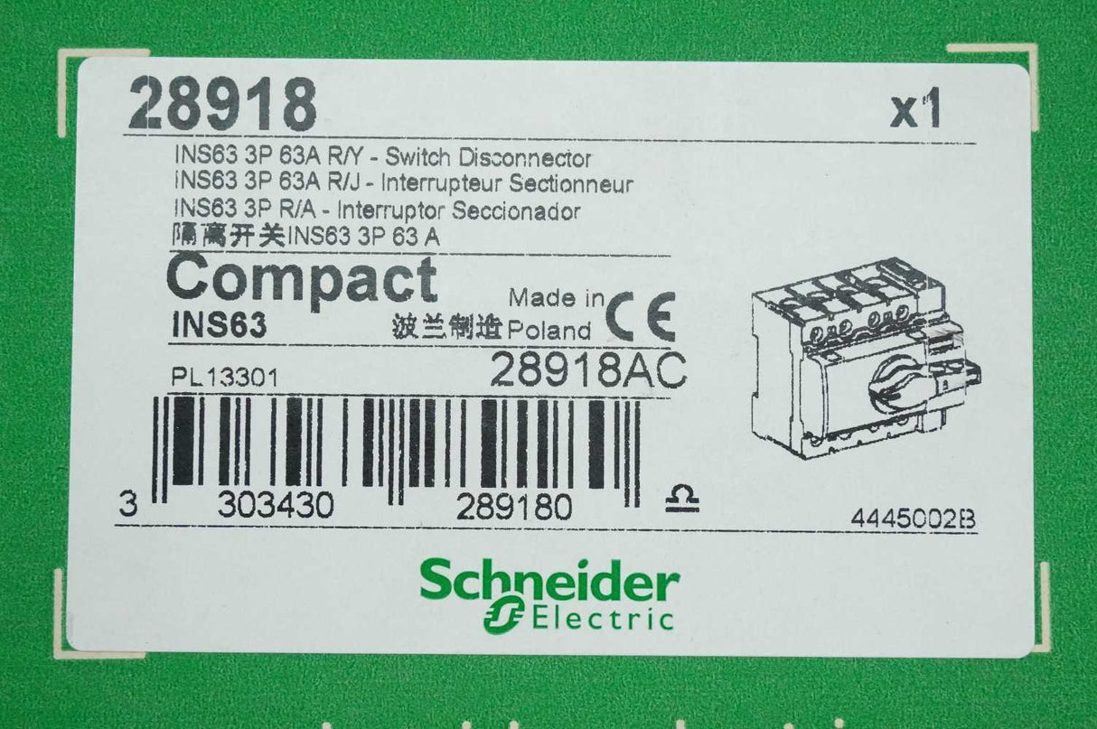 Schneider Electric 28918 Compact INS63 3P 63A Switch Disconnector