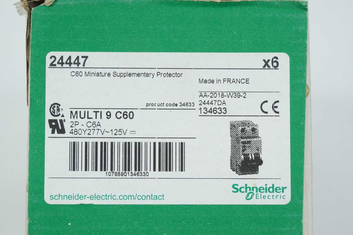 Schneider Electric 24447 Multi 9 Miniature Supplementary Protector Batch 6 Pcs.