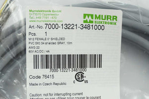 MURR Elektronik 7000-13221-3481000 M12 Female 0° Shielded Cable 10m