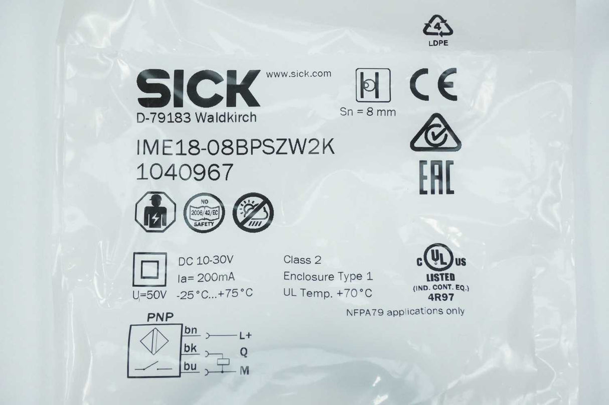 SICK 1040967 IME18-08BPSZW2K Inductive Proximity Sensor