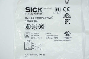SICK 1040967 IME18-08BPSZW2K Inductive Proximity Sensor