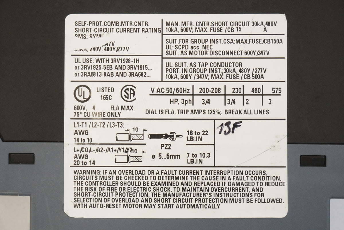Siemens 3RA6400-1CB42 SIRIUS Compact Manual Motor Starter / Controller