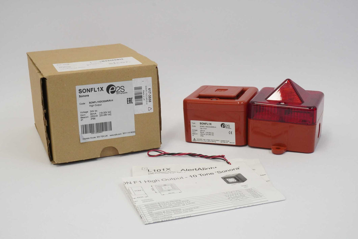 E2S Warning Signals SONFL1XDC024R/R-H Sonora Alarm Horn & Xenon Strobe Beacon