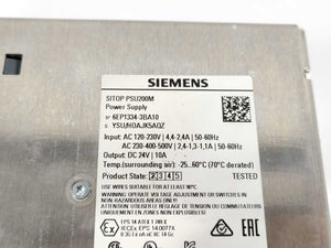 Siemens 6EP1334-3BA10 Sitop PSU200M Power Supply 24V 10A