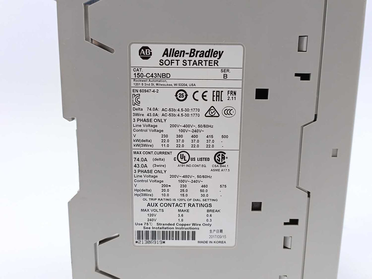AB 150-C43NBD Ser. B SMC-3 43A Smart Motor Controller