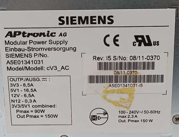 Siemens A5E01341031-I5 APtronic AG, MODULAR POWER SUPPLY