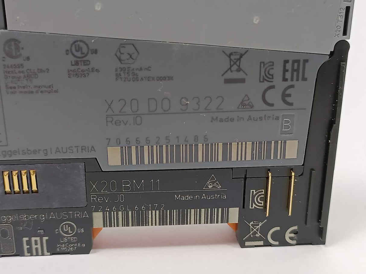 B&R Automation X20DO9322 Rev I0 Digital Output Module X20BM11 Rev J0 Bus Module