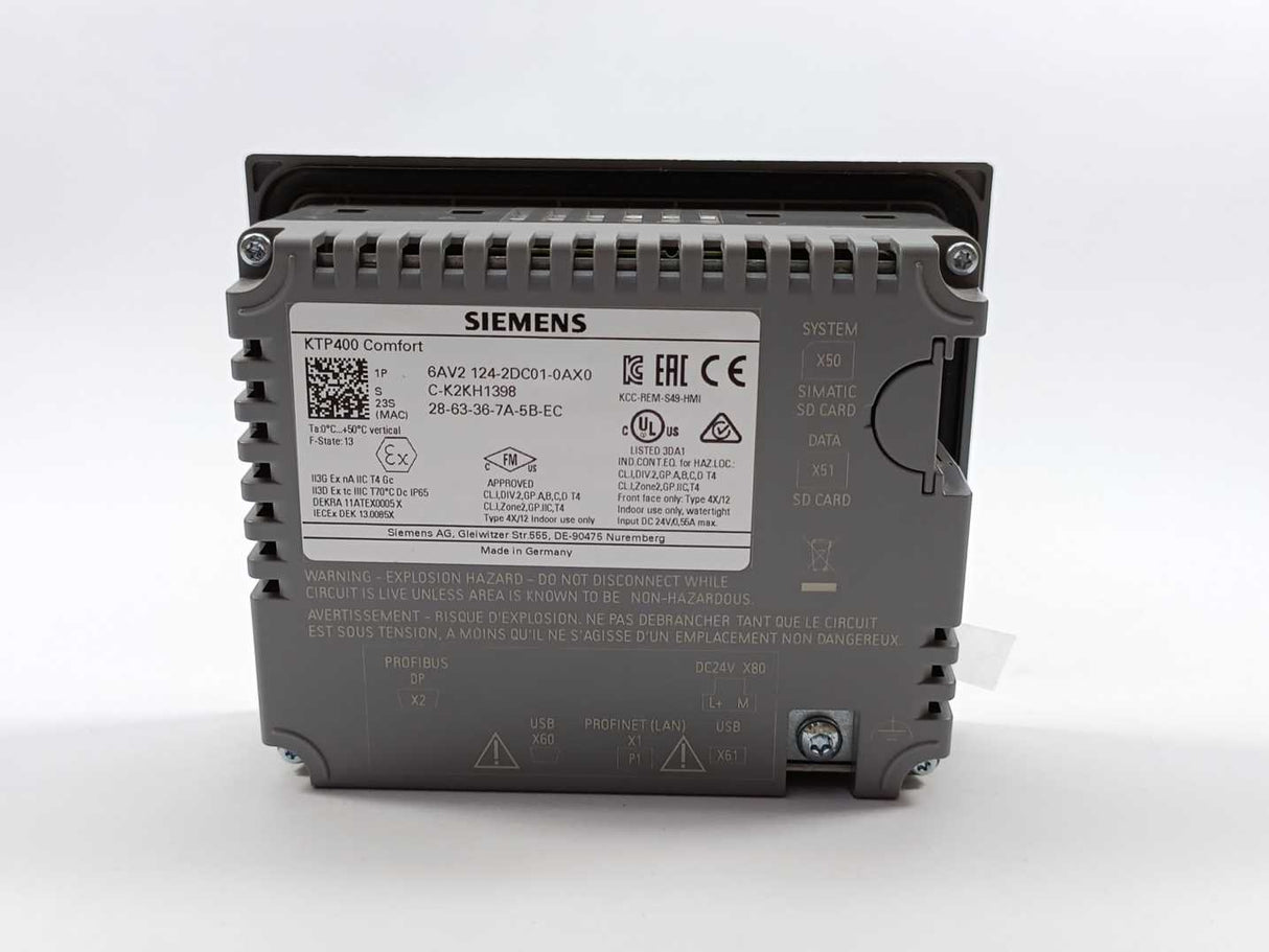 Siemens 6AV2124-2DC01-0AX0 SIMATIC HMI KTP400 Comfort, Comfort Panel
